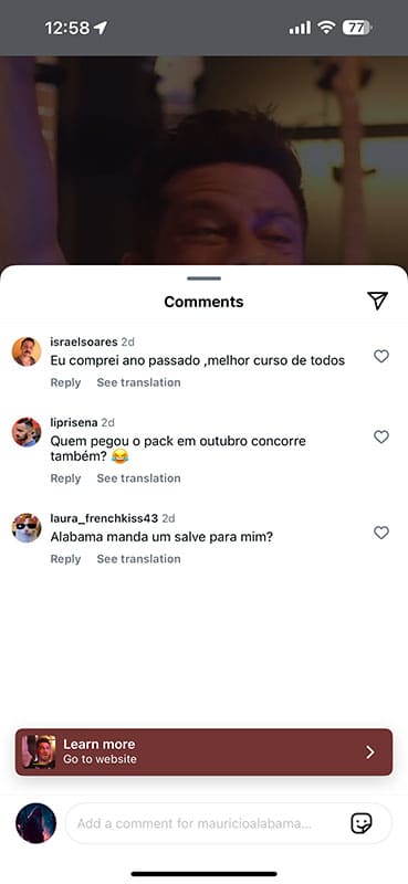 Depoimento real de aluno, print 13